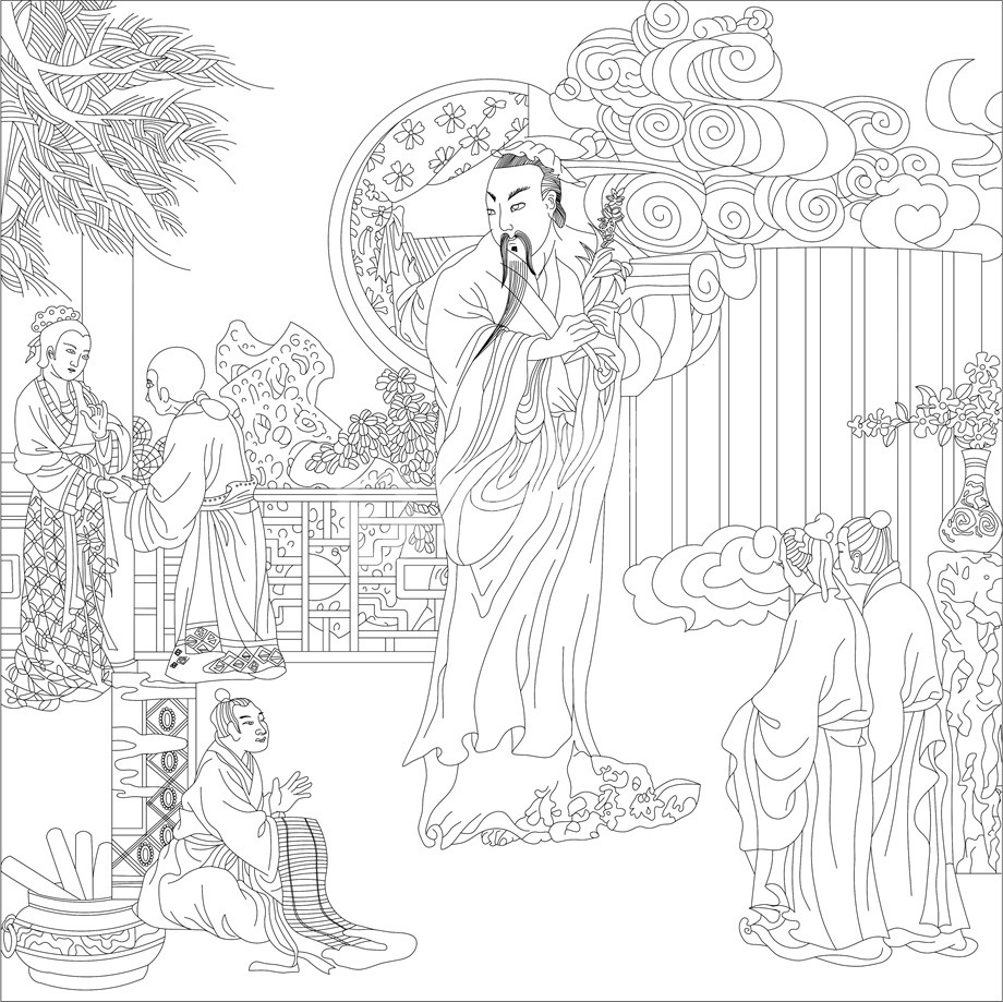 人文歷史浮雕雕塑原創(chuàng)手繪設計稿