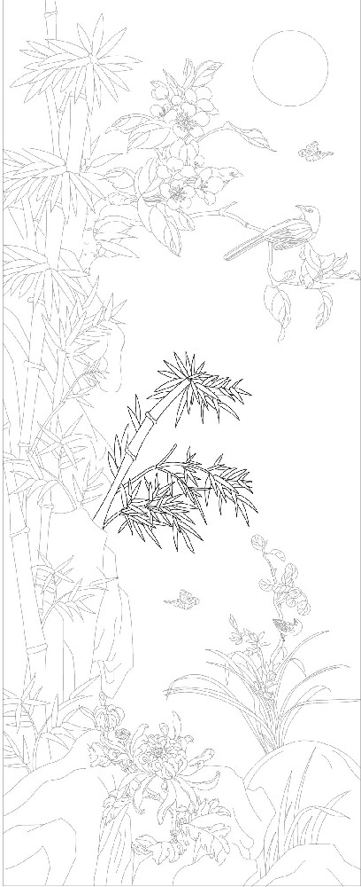 山水風景浮雕雕塑原創(chuàng)手繪設(shè)計稿
